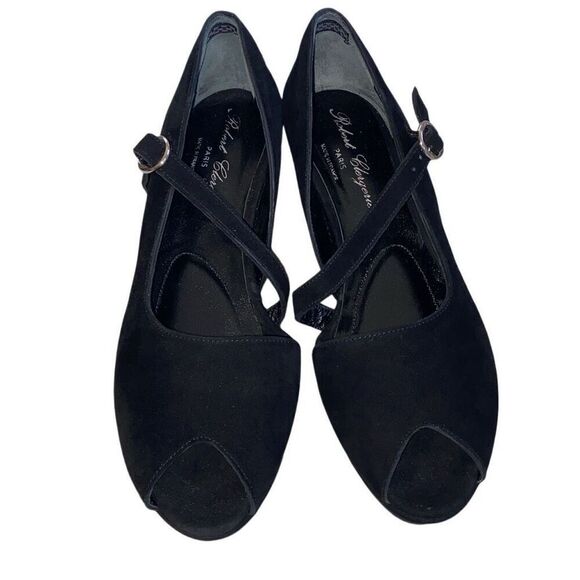 Robert Clergerie Paris NWOB Suade Platform Peep-Toe Mary Janes Romantic Goth Sz7 - Picture 5 of 9